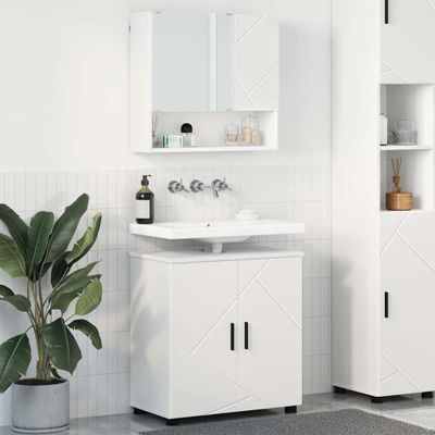 vidaXL Sada kúpeľňového nábytku 2 pcs Biela Kompozitné drevo & Kov