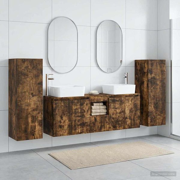 vidaXL Sada kúpeľňového nábytku 5 ks Dymový dub 33 x 34,5 x 100 cm
