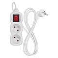 Prodlužovací kabel EMOS P12114 / 1,4 m / 2 zásuvky / s vypínačom / biely / PVC / 1 mm2