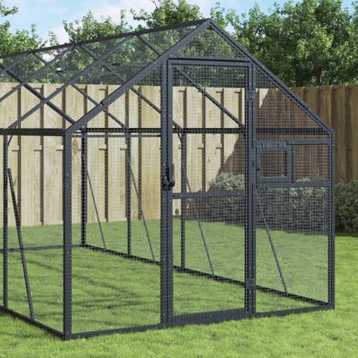 vidaXL Voliéra antracitová 1,79x8x1,85 m hliník