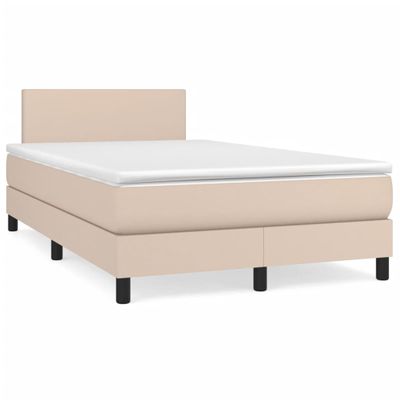 vidaXL Boxspring posteľ+matrac, kapučínová 120x190cm, umelá koža