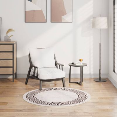 vidaXL Prateľný koberec φ120 cm bledobéžový protišmykový
