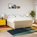 vidaXL Posteľný rám boxspring s matracom krémový 180x200 cm látka