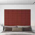 vidaXL Nástenné panely 12 ks vínovočervené 30x15 cm umelá koža 0,54 m²