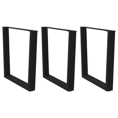 vidaXL Nohy k jedálenskému stolu v tvare V, 3 ks, čierne, 80 x (72-73,3) cm, oceľ