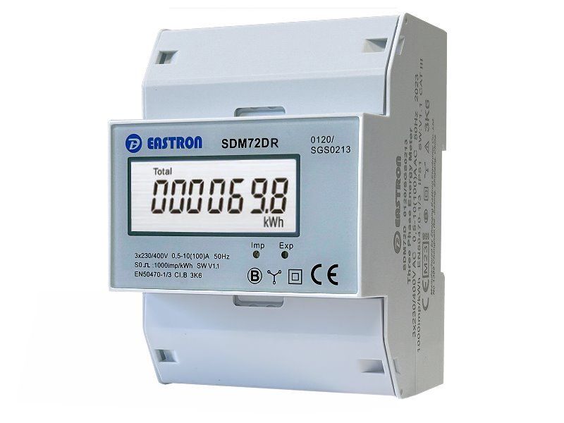 Elektromer 3F na DIN lištu trojfázový EASTRON SDM72 DR, MID, digitálny, RESET
