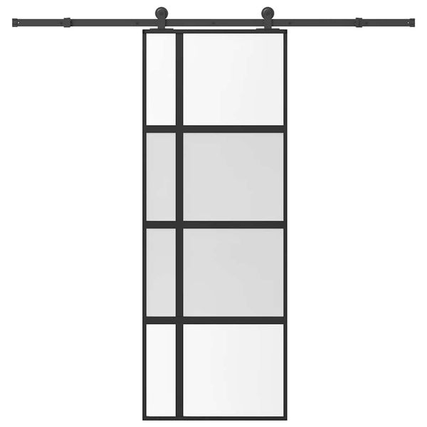 vidaXL Posuvné dvere s kovaním 76x205 cm tvrdené sklo a hliník úzke