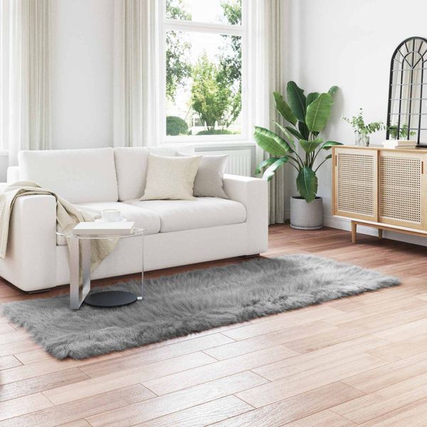 vidaXL Koberec z umelého ovčieho kožucha TAFALLA Sivá 80 x 250 cm