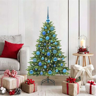 vidaXL Umelý vianočný stromček s 150 LED-i Zelená 120 cm PE a PVC