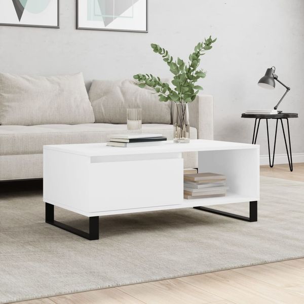 vidaXL Konferenčný stolík biely 90x50x36,5 cm spracované drevo