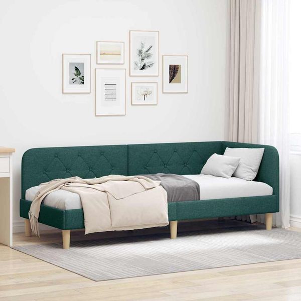 vidaXL Rohový rám postele Tmavozelená 80 x 200 cm látka