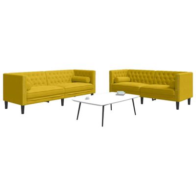 vidaXL 2-dielna súprava sedacej súpravy Chesterfield s podhlavníkmi, žltý zamat