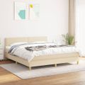 vidaXL Posteľný rám boxspring s matracom krémový 160x200 cm látka