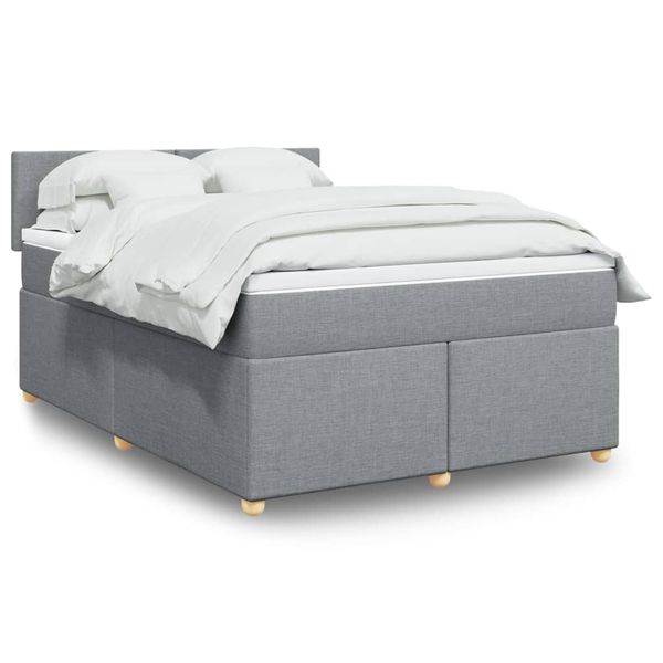 vidaXL Boxspring posteľ s matracom bledosivá 140x200 cm látka