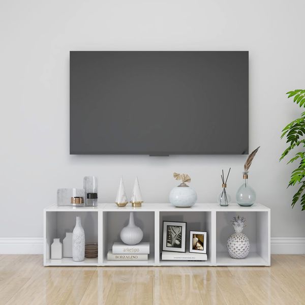 vidaXL TV skrinky 4 ks, lesklé biele 37x35x37 cm, kompozitné drevo