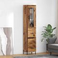 vidaXL Highboard Staré drevo 34,5 x 34 x 180 cm Kompozitné drevo
