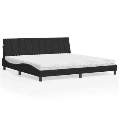 vidaXL Posteľ s matracom Hanko čierna 200x200 cm zamat