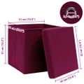 vidaXL Úložné boxy s vekom 4 ks, tmavočervené 32x32x32 cm, látka