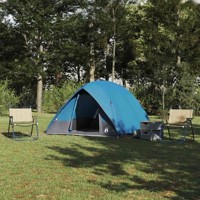 vidaXL Kempingový stan so strechou Modrá 275 x 230 x 140 cm taft