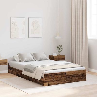 vidaXL Rám postele s úložným prostorem Staré drevo 120 x 190 cm