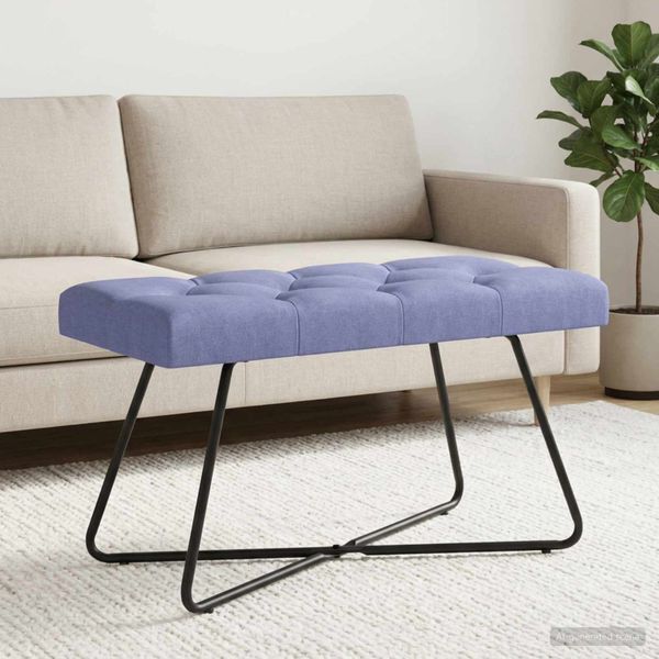 vidaXL Lavica s gombíkovým prešívaním Modrá džínovina 80 x 40 x 46 cm