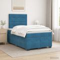 vidaXL Posteľ boxspring s matracom Modrá 120 x 200 cm Zamat