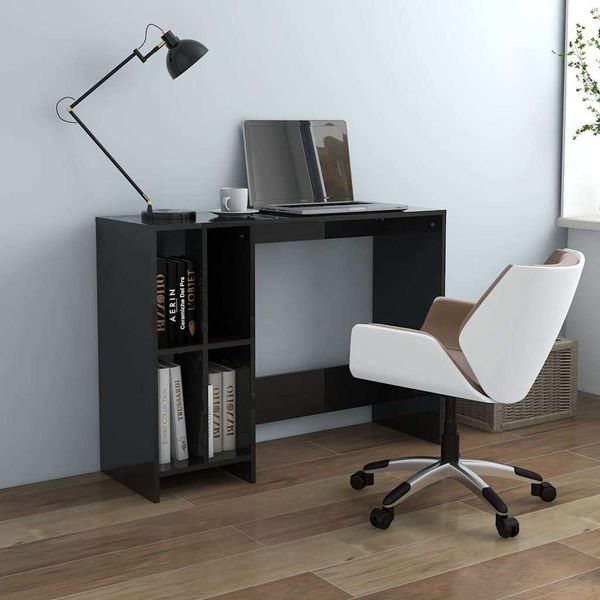 vidaXL Stôl na notebook, lesklý čierny 102,5x35x75cm, kompozitné drevo