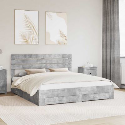vidaXL Rám postele Betónová šedá 200 x 200 cm Kompozitné drevo