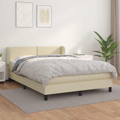 vidaXL Boxspring posteľ s matracom krémová 140x200 cm umelá koža