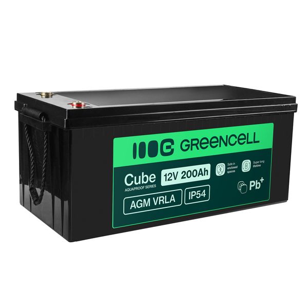 AGM12V200AH-J Green Cell AGM VRLA 12V 200Ah bezúdržbová batéria pre solárne a lodné aplikácie (240×5