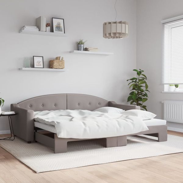 vidaXL Denná posteľ s rozkladacou posteľou sivohnedá 90x200 cm látka