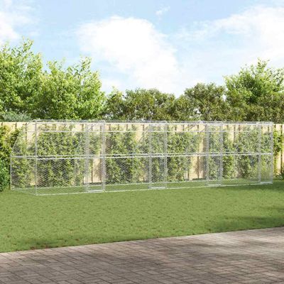 vidaXL Psí kennel 4 pcs Strieborná 8 x 2 x 2 m Pozinkovaná oceľ