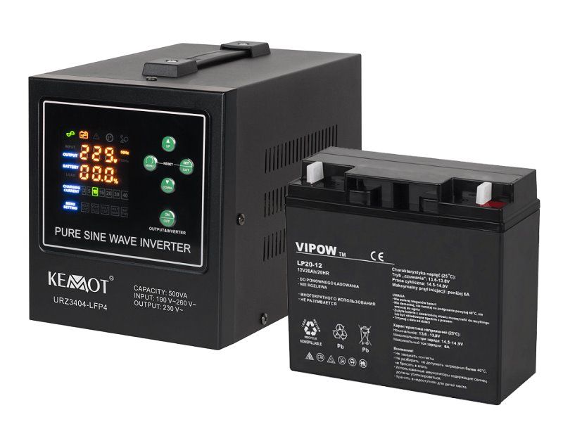 Zdroj záložný KEMOT PROsinus 500 URZ3404-LFP4 300W 12V + BATERIE