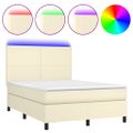 vidaXL Boxspring posteľ s matracom a LED krémová 140x190 cm umelá koža
