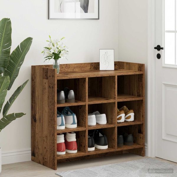 vidaXL Skriňa na topánky s úložiskom Staré drevo 85 x 39,5 x 70 cm