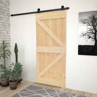 vidaXL Posuvné dvere Prírodná a čierna 90 x 210 cm Borovicový masív