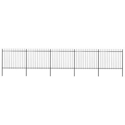 vidaXL Záhradný plot s vrchnou časťou z ocele 838x150 cm čierny