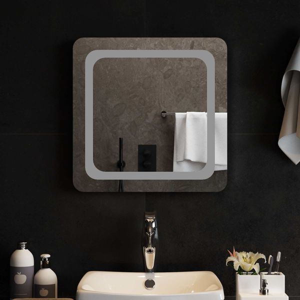 vidaXL Zrkadlo do kúpeľne s LED Priehľadná 50 x 50 cm tvrdené sklo