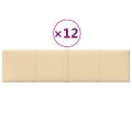 vidaXL Nástenné panely 12 ks krémové 60x15 cm látkové 1,08 m²