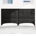 vidaXL LED hlavová doska s LED pásikmi Čierny 160 cm Zamat