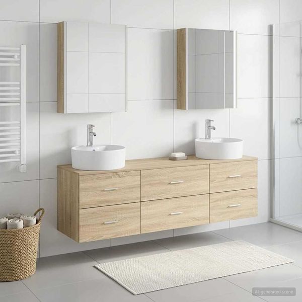 vidaXL Sada kúpeľňového nábytku 5 pcs Dub sonoma