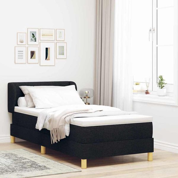 vidaXL Posteľ s pružinovým rámom Čierna 100 x 200 cm látka