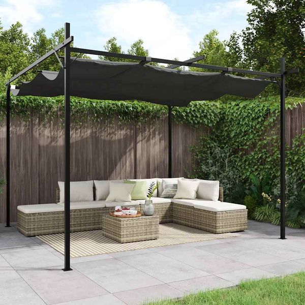 vidaXL Pergola so zaťahovacou strechou antracitová 295x292x230 cm