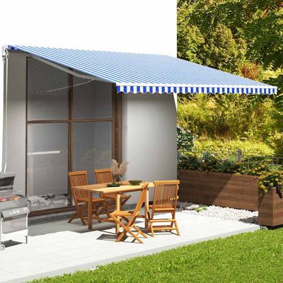 vidaXL Náhradná látka na markízu, modro-biela, 500x350 cm, polyester