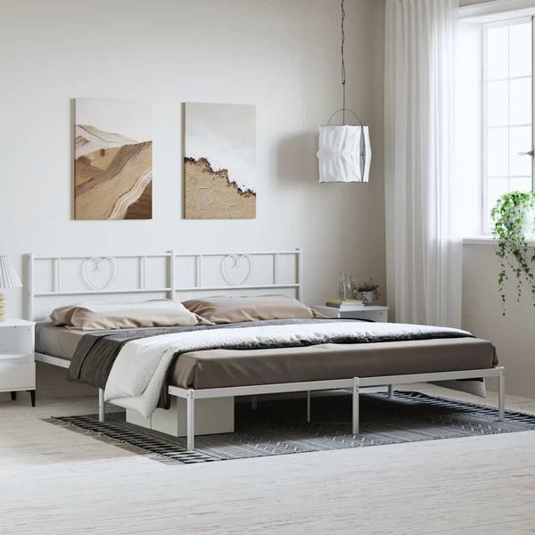 vidaXL Kovový rám postele s čelom biely 183x213 cm
