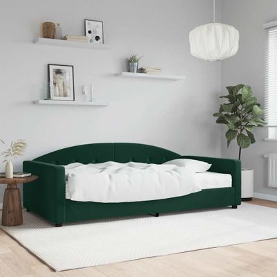 vidaXL Denná posteľ s matracom tmavozelená 100x200 cm zamat