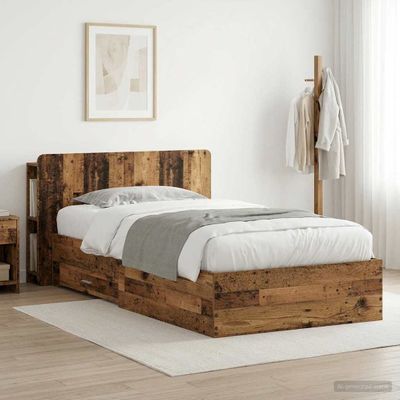vidaXL Rám postele so skladom Staré drevo 80 x 200 cm Kompozitné drevo