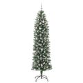 vidaXL Umelý chudý vianočný strom Zelená a biela 240 cm