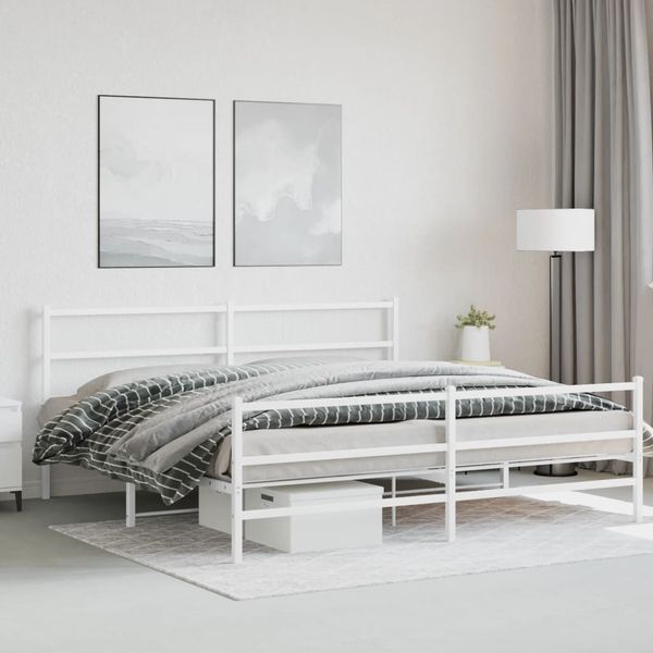 vidaXL Kovový rám postele s predným a zadným čelom biely 180x200 cm