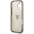 Puzdro Guess Magsafe IML Gradient s potlačou trojuholníkového loga a striebornými kovovými tlačidlami fotoaparátu pre iPhone 17 Khaki
